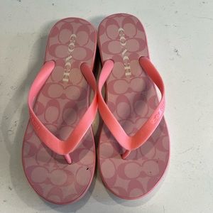 Coach Pink Lynn Wedge Flip Flops Size 11